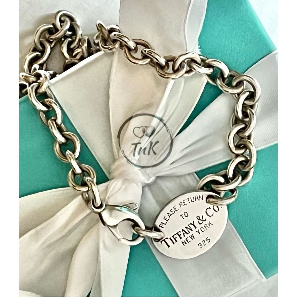 Tiffany & Co Return To Tiffany Oval Tag Choker Necklace- 925 Silver - 15.5" - Picture 8 of 16